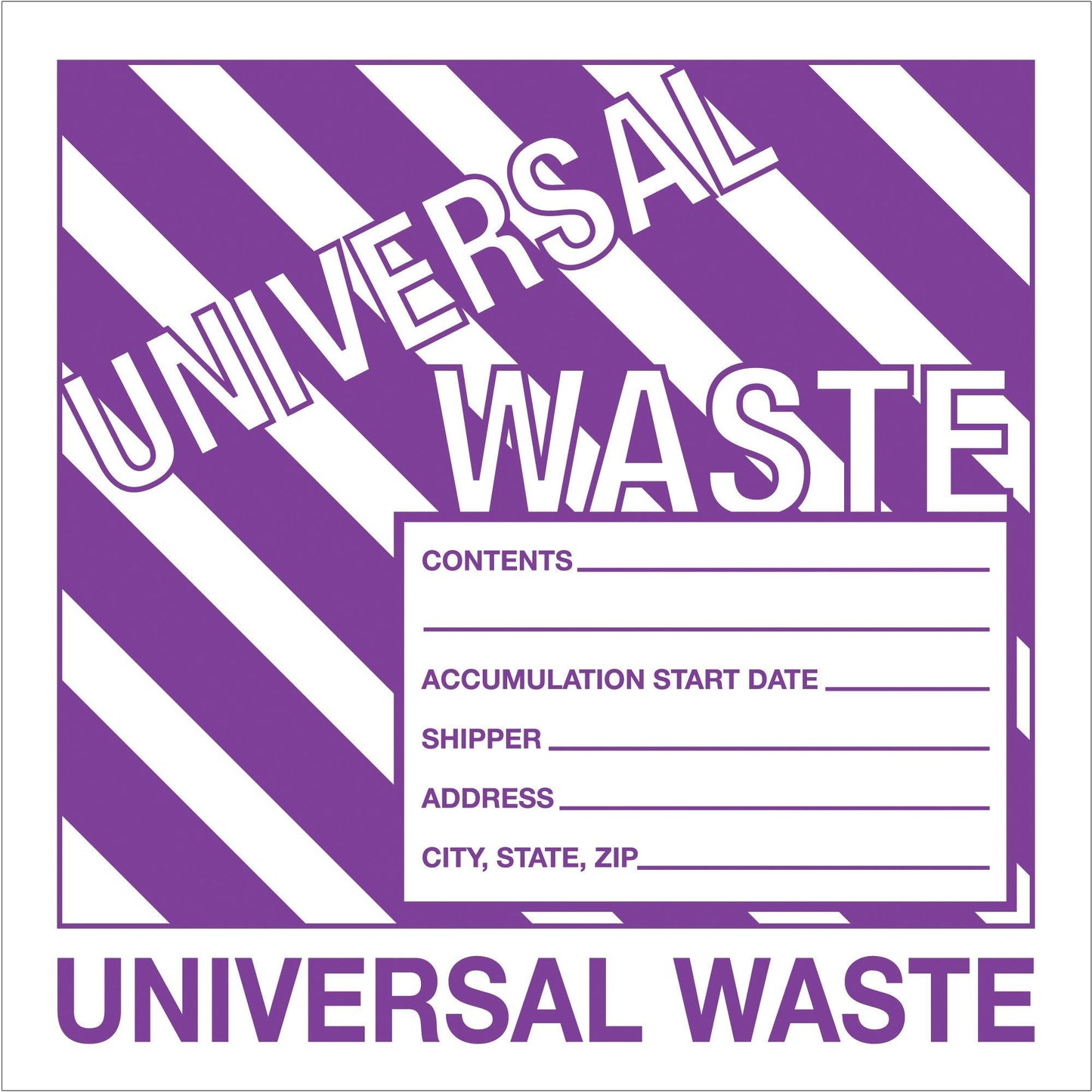 6 x 6" - "Universal Waste" Labels - DL1303