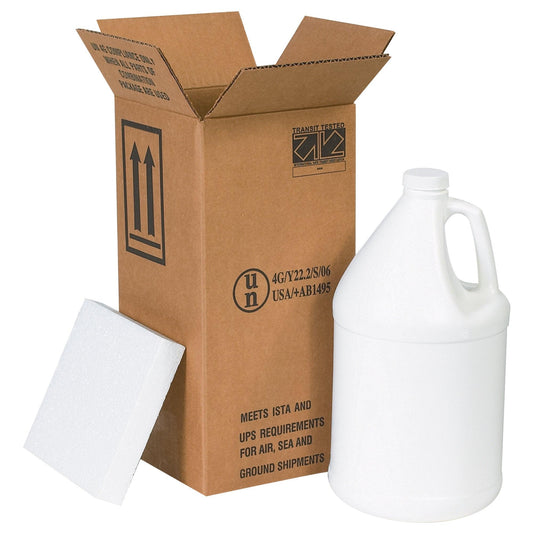 6 x 6 x 12 3/4" 1 - 1 Gallon Plastic Jug Shipper Kit - HAZ1130