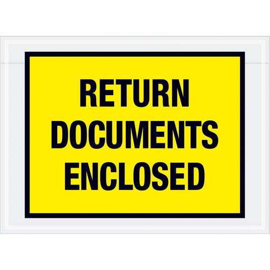 7 1/2 x 5 1/2" Yellow "Return Documents Enclosed" Envelopes - PL448