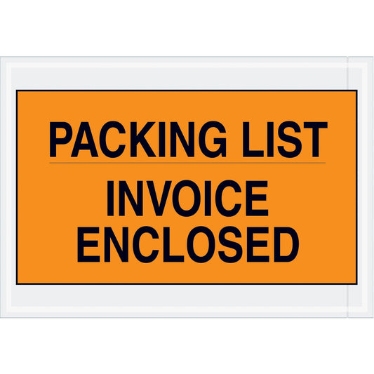 7 x 10" Orange "Packing List/Invoice Enclosed" Envelopes - PL419