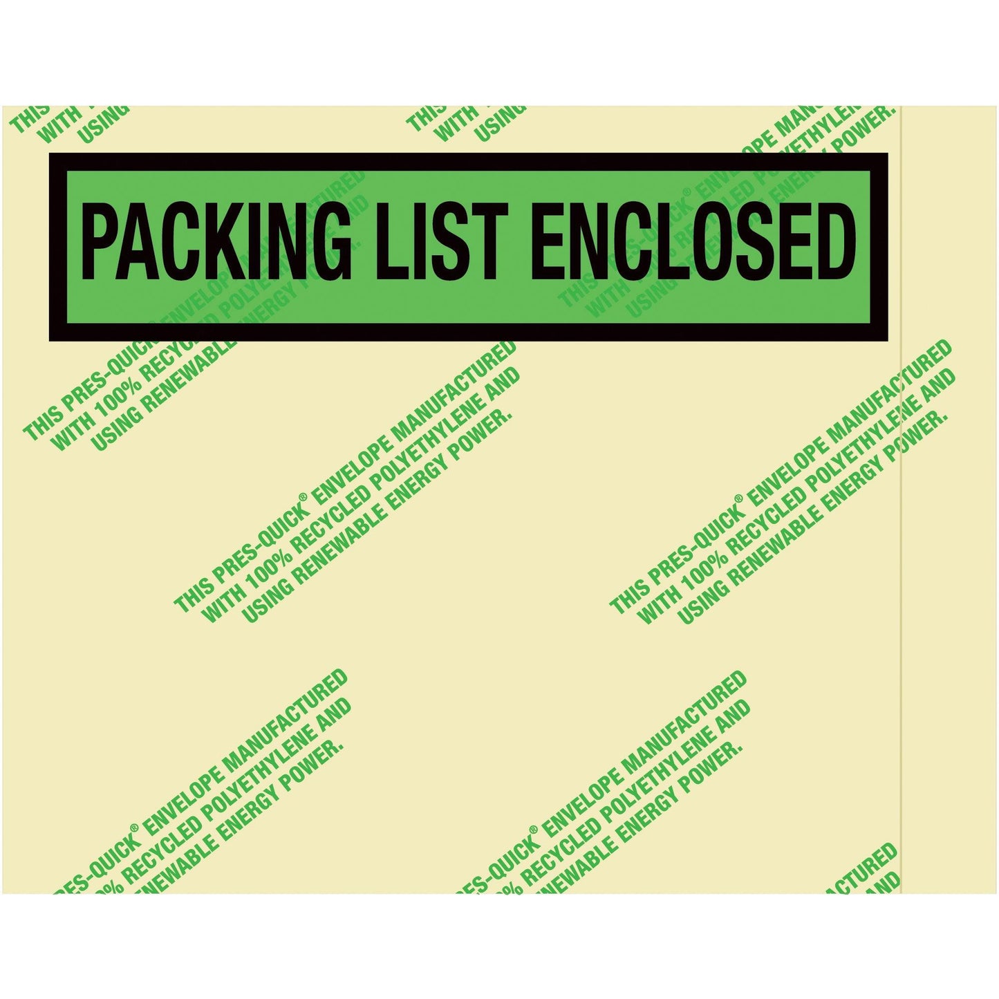 7 x 5 1/2" Environmental "Packing List Enclosed" Envelopes - PQGREEN19