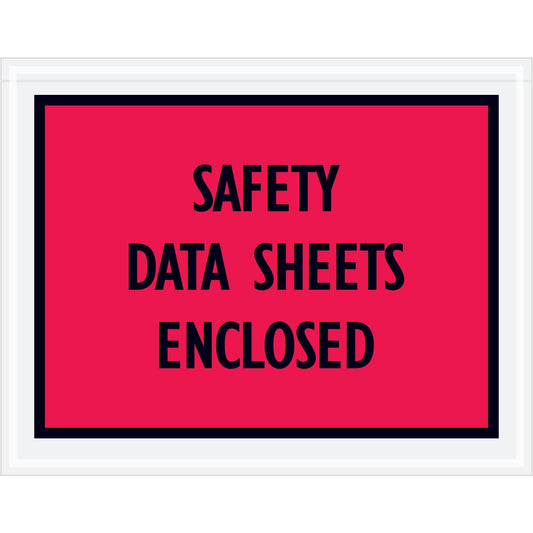 7 x 5 1/2" Red "Safety Data Sheets Enclosed" Envelopes - PL400