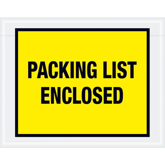 7 x 5 1/2" Yellow "Packing List Enclosed" Envelopes - PL405