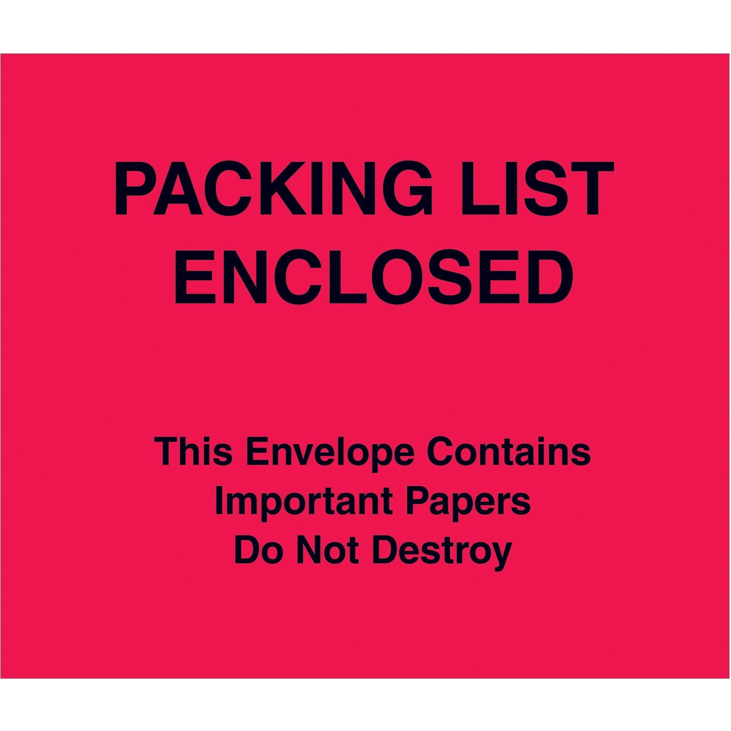 7 x 6" Red (Paper Face) "Packing List Enclosed" Important Papers Enclosed Envelopes - PL483