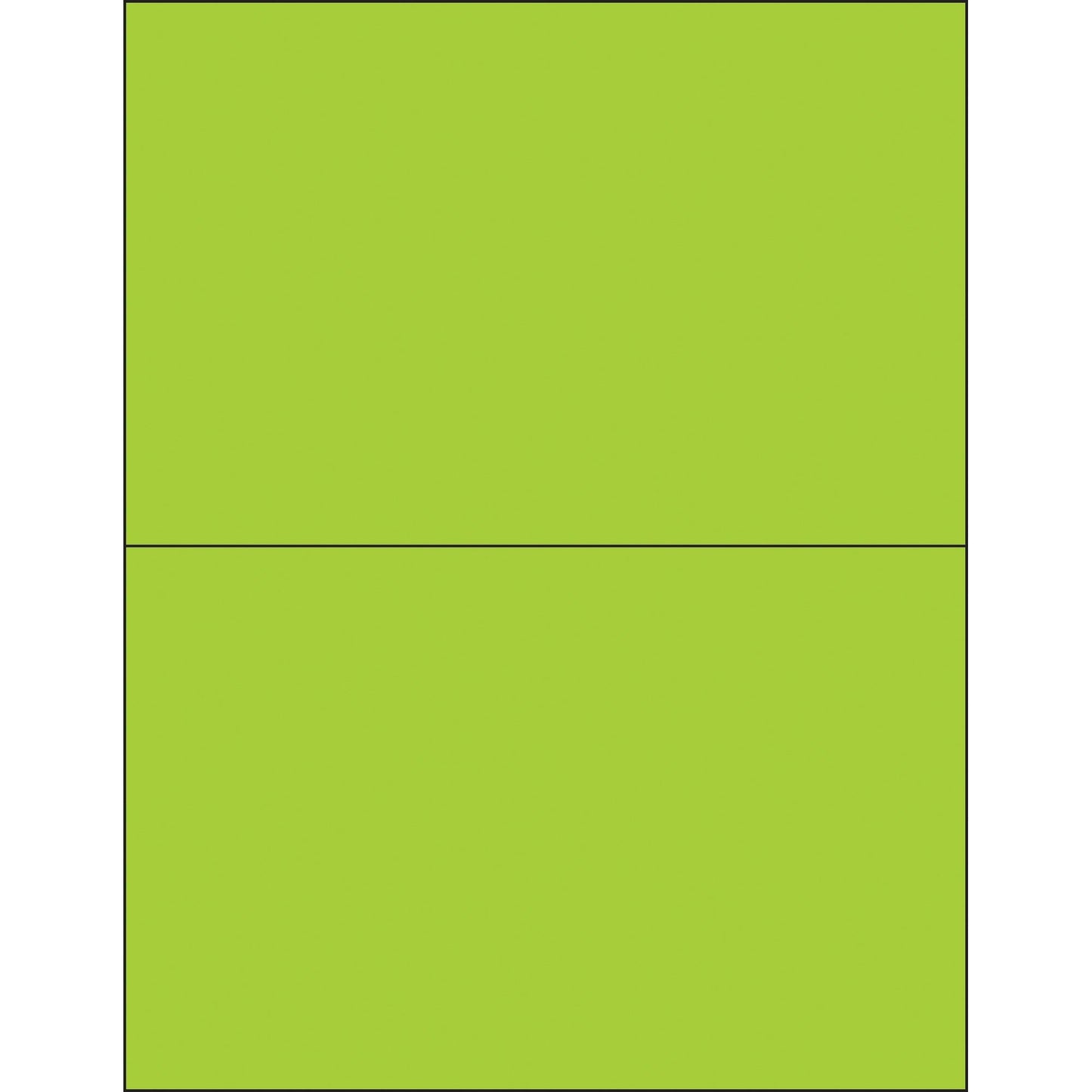 8 1/2 x 5 1/2" Fluorescent Green Rectangle Laser Labels - LL184GN