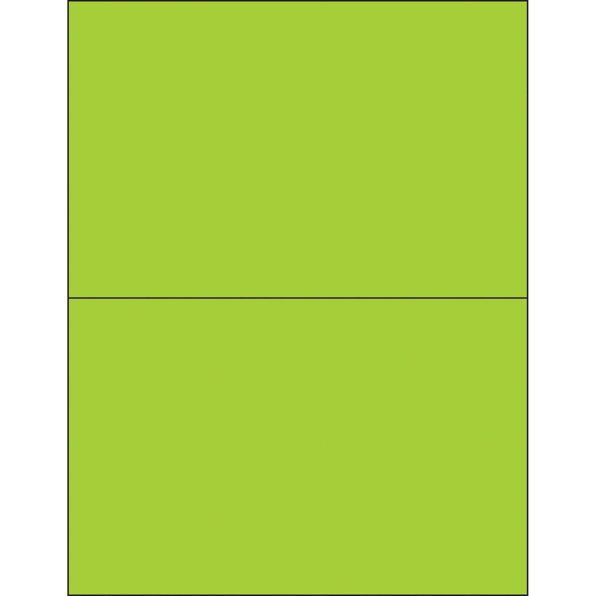 8 1/2 x 5 1/2" Fluorescent Green Rectangle Laser Labels - LL184GN