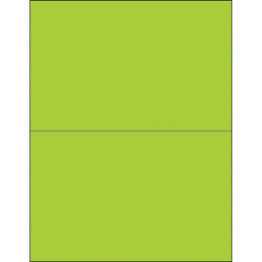 8 1/2 x 5 1/2" Fluorescent Green Rectangle Laser Labels - LL184GN