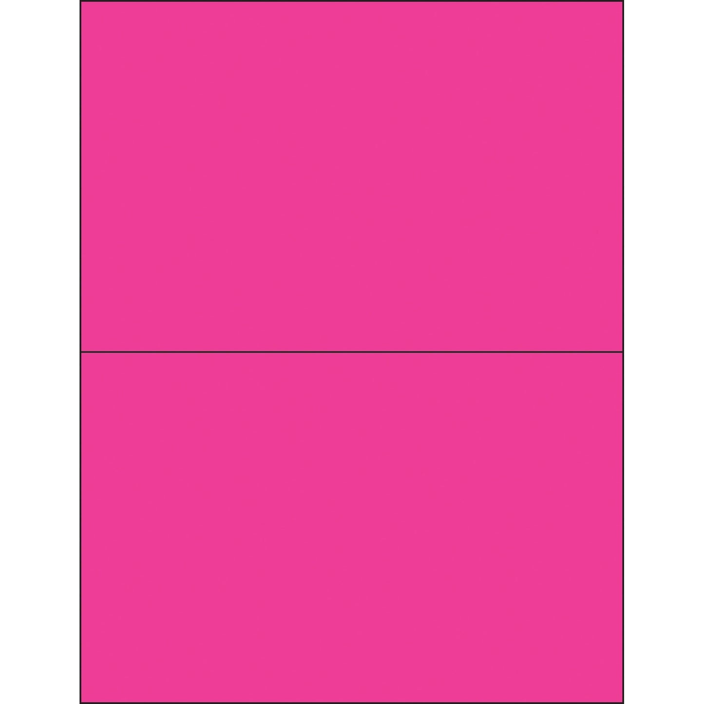 8 1/2 x 5 1/2" Fluorescent Pink Rectangle Laser Labels - LL184PK