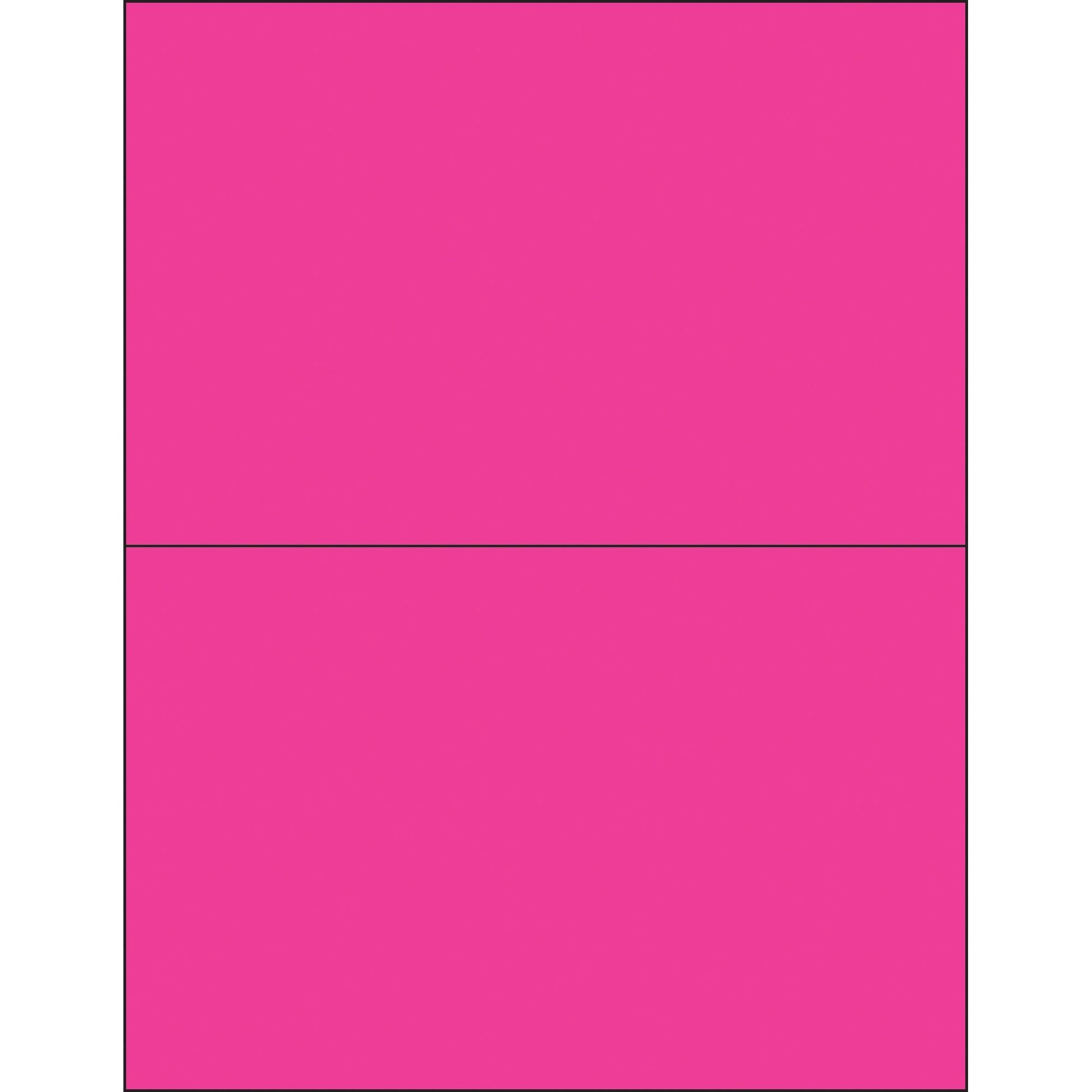 8 1/2 x 5 1/2" Fluorescent Pink Rectangle Laser Labels - LL184PK