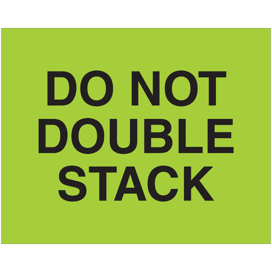 8 x 10" - "Do Not Double Stack" (Fluorescent Green) Labels - DL1627