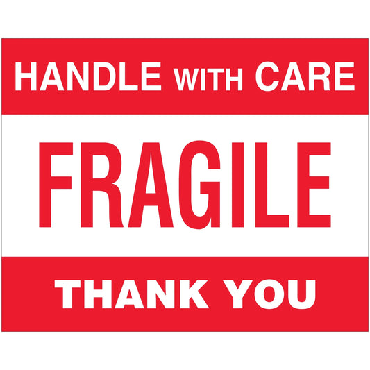 8 x 10" - "Fragile - Handle With Care" Labels - DL1637 Box Packaging Partner