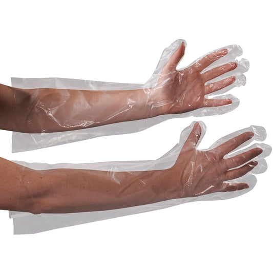 Clear Poly Gloves 18" Elbow Length - GLV2221