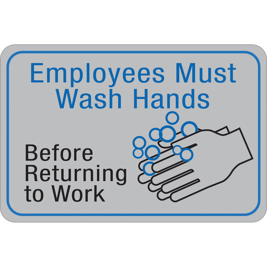 "Employees Must Wash Hands…" 6 x 9" Facility Sign - SN213