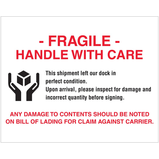 "Fragile - Handle With Care" Labels in 8 x 10" - DL1636 Box Packaging Partner