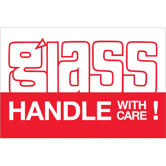"Glass - Handle With Care" Labels, 2 x 3" - DL1067 Box Packaging Partner