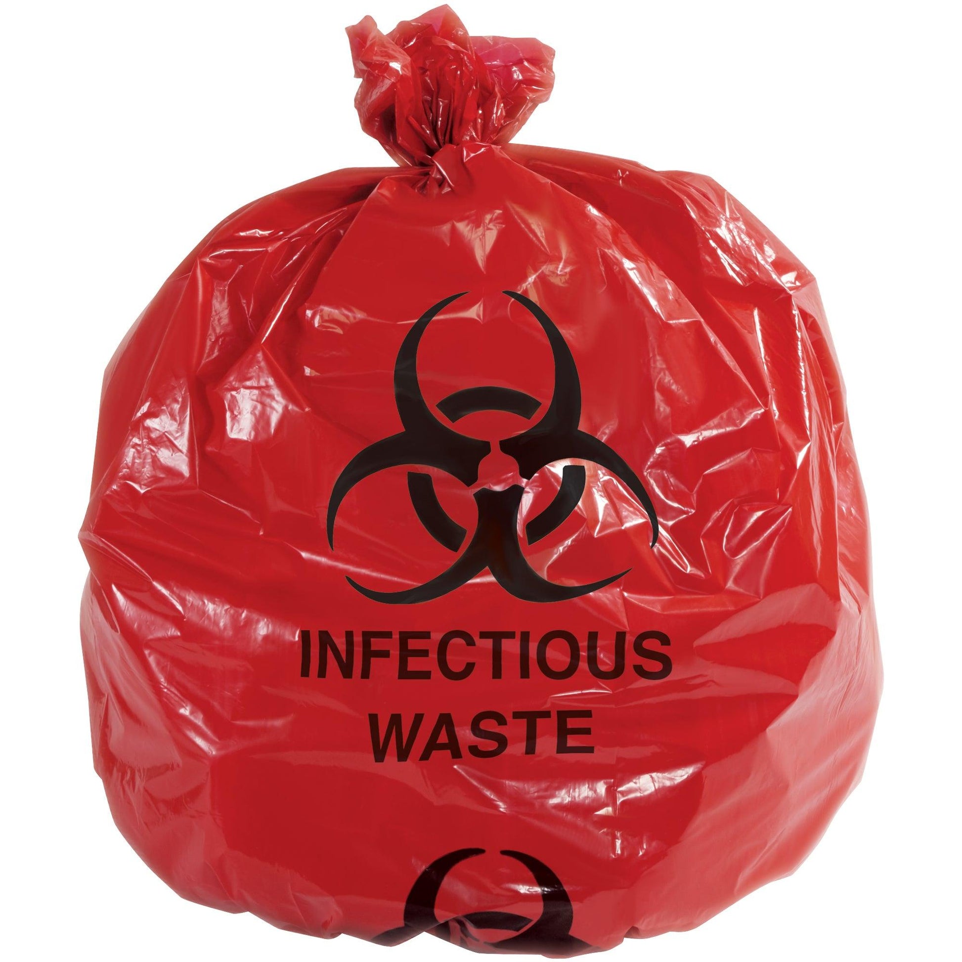 Infectious Waste Trash Liner - Red with "Infectious Waste" Print, 30 Gallon, 1.1 Mil. - CL9001