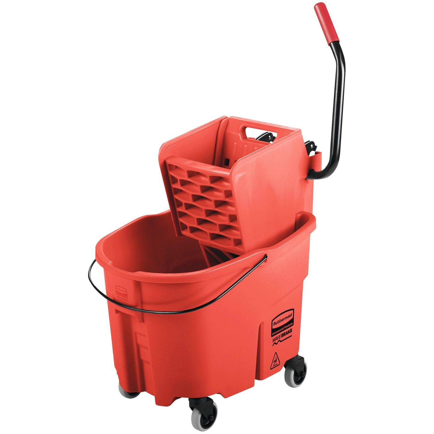 Rubbermaid® WaveBrake® Bucket/Wringer - Side Press, 35 Quart - Red - JAN183