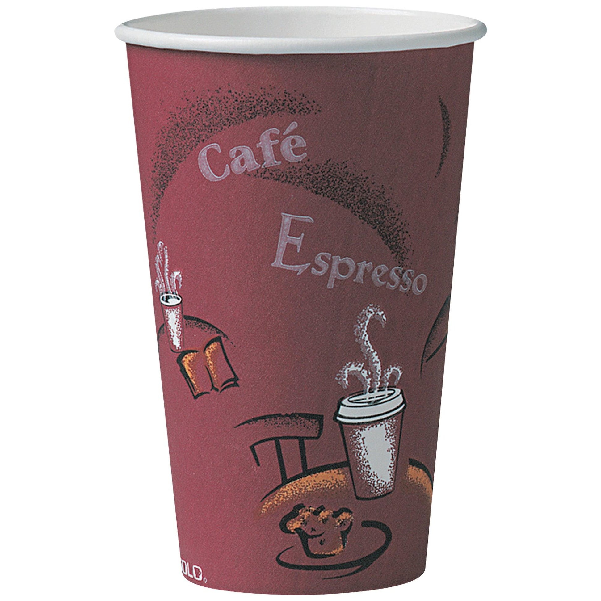 Solo® Paper Hot Cups - 16 oz., Bistro Design - SOLO16BIS